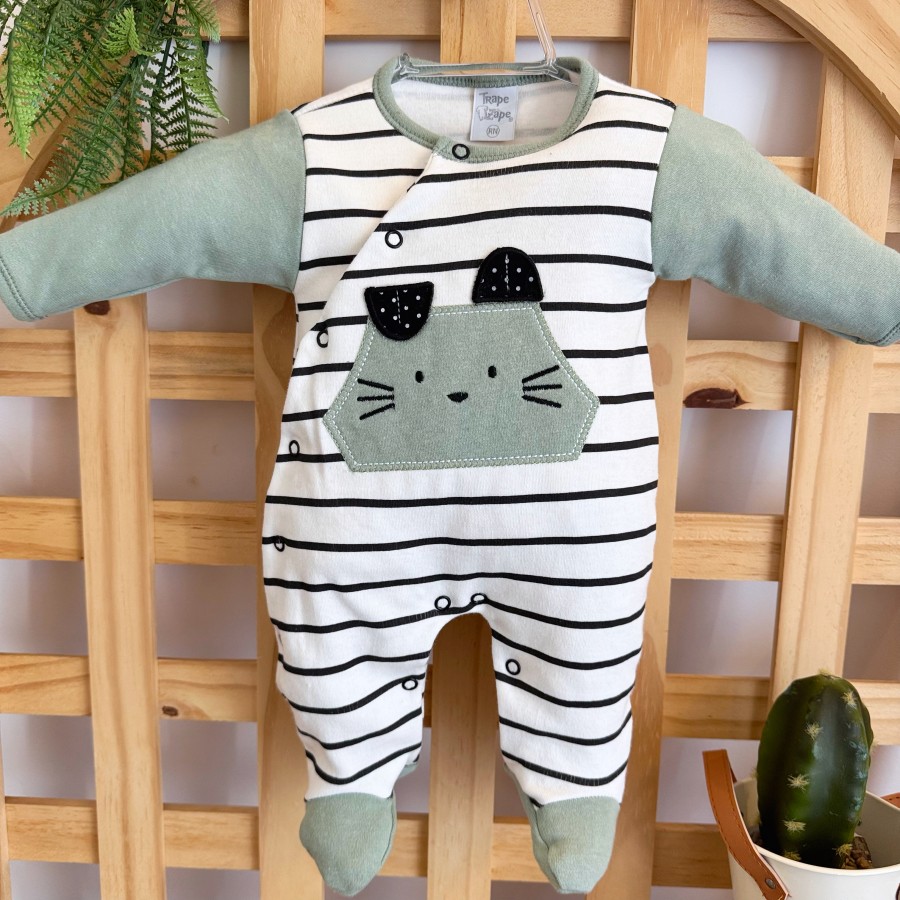 Macacão Trape Zape  - Cat Listradinho verde e preto